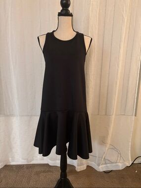 Black Sleeveless Ruffle-Hem Mini Dress